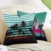 cheap Throw Pillows &amp; Covers-Summer Vibe Decorative Toss Pillows Cover 1PC Palm Trees Soft Square Couch Cushion Case Pillowcase for Bedroom Livingroom Sofa Chair
