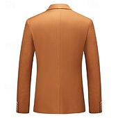 cheap Men&#039;s Blazers-Men&#039;s Set Blazer Business Cocktail Party Wedding Party 2 Piece Fashion Casual Spring &amp;  Fall Polyester Solid Color Buttons Pocket Comfortable Single Breasted Blazer Dark Yellow Black White Yellow