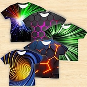 billiga Pojkens 3D Vision &amp; Geometri-Multipack 5st Pojkar Rund hals Kort ärm Färgglad T-shirt Grafisk Semester Dagliga kläder Polyester Vår &amp; sommar