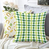 billiga geometrisk stil-saint patrick&#039;s day dekorativa slängkuddar överdrag 1 st grön irländsk mjuk fyrkantig soffa kuddfodral örngott för sovrum vardagsrum soffa stol