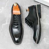 abordables Officiel-chaussures habillées à lacets en similicuir marron classiques pour hommes – chaussures formelles élégantes pour les affaires et les occasions spéciales