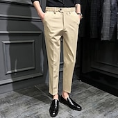 levne Štíhlý-Pánské Oblekové Kalhoty Kalhoty chinos Knoflíky Kapsy Pevná barva Pohodlné Po kotníky Formální Párty Práce Módní Klasický styl Černá Khaki Lehce elastické