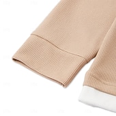 economico T-shirt in maglia waffle-Per uomo Maglietta Waffle Felpa Pullover Maglietta Camicia a Maniche Lunghe Manica Lunga Girocollo Scollo a V Primavera &amp; Autunno Semplice Moda Designer Essenziale Moda Finto due pezzi Vacanza