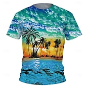voordelige Jongens 3D Visie &amp; Geometrie-Jongens 3D Grafisch Kokosnootboom T-shirt Korte mouw Zomer Lente Modieus Basic Kinderen 4-12 jaar Strakke ronde hals Buiten Casual Dagelijks Normale pasvorm
