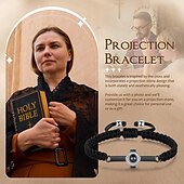 economico Per le donne-Bracciale incrociato personalizzato con pietra di proiezione fotografica - Miglior regalo per la mamma - Gioielli religiosi per famiglia o amici