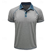 cheap Men&#039;s Classic Polo-Men&#039;s Polo Business Polo Business Casual Lapel Classic Short Sleeve Color Block Embroidered Buttons Summer Spring &amp;  Fall Lake blue Retro Red Dark Gray Black Navy Blue Khaki Polo