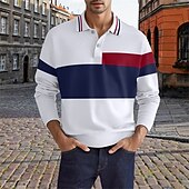 cheap Men&#039;s Classic Polo-Men&#039;s Golf Shirt Golf Polos Shirts Work Casual Lapel Long Sleeve Basic Modern Color Block Patchwork Buttons Spring &amp;  Fall Regular Fit Black Pink Navy Blue Brown Golf Shirt