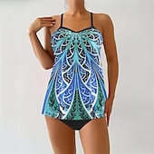 abordables Maillots une pièce et tankinis-Femme Tankini Maillot De Bain Deux Pièces Col en V Maillots de Bain Maillots de Bain Jaune Bleu Roi Respirable Séchage rapide Poids Léger Sans Manches - Natation Surf Plage Eté Printemps Grande Taille