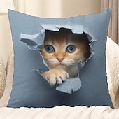 billiga djurstil-dekorativt kuddfodral söt kattunge peekaboo grafisk 1 st mjukt fyrkantigt kuddfodral örngott för sovrum vardagsrum soffa soffstol