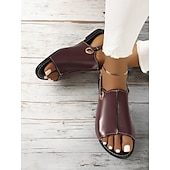 billiga Avslappnade sandaler-bruna sandaler i konstläder med öppen tå för kvinnor – lediga slingback-lägenheter med strassspänne för sommar och vardagsbruk