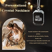 ieftine Ziua Mamei-Colier foto cristal personalizat cadou personalizat pentru mamă - Pandantiv în formă de inimă cu poză gravată laser 2D cadou de nuntă cea mai bună idee de cadou bijuterie pentru soție sau prietenă