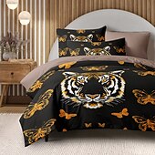 cheap 100% Cotton-Butterfly and Tiger Pattern Duvet Cover Set Set Soft 3-Piece Luxury Cotton Bedding Set Home Decor Gift Twin Full King Queen Size Duvet Cover
