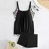 cheap One Pieces &amp; Tankinis-Women&#039;s Tankini Two Piece Swimsuit Racerback Swimwear Swimwear Light Pink Black / White Breathable Quick Dry Lightweight Sleeveless - Swimming Surfing Beach Summer Spring Plus Size