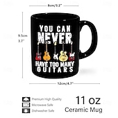 abordables Mugs et tasses-Tasse à café guitare tasse à café rétro vintage en céramique noire avec design graphique 12oz/330ml cadeau parfait pour les amateurs de musique guitaristes et membres de groupes