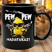 Недорогие Кружки и чашки-кружка для кофе черная керамическая кружка с забавным дизайном в виде цыпленка 12 унций/330 мл идеальный подарок для друзей и коллег по работе с любителями юмора