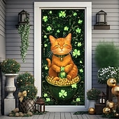 cheap Saint Patrick's Day-Saint Patrick's Day Door Decorations Door Covers Shamrock Gold Coins Door Tapestry Door Curtain Decoration Backdrop Indoor/Outdoor Door Banner for Front Door Farmhouse