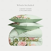 baratos 100% algodão-Conjunto de capa de edredom com padrão floral, conjunto de edredom estampado, conjuntos de cama de algodão com fronha envelope, decoração de quarto, capa de edredom king queen