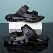 economico Sandali eleganti-Per uomo Pantofole e infradito Cuoio Traspirante Comodo Antiscivolo Mocassino Nero Marrone