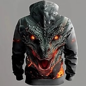 abordables sudaderas con capucha 3d para hombre-Hombre Dragón Sudaderas Sudadera Abrigos Sudadera con capucha Cuello Barco Fresco Impresión 3D Discoteca Ropa de calle Negro Correa Otoño Invierno Diseñador