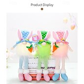 cheap Easter Lights-1 Pc Easter Long Leg Rabbit with Light, Faceless Child, Dwarf Doll, Carrot Resurrection Egg, Easter Indoor Party, Restaurant Atmosphere Decoration
