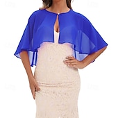 cheap Wedding Guest Wraps-Baoqiya Capelets for women Chiffon Cape Soft Shawls and Wraps Wedding Capes 1920s flapper Cover Up