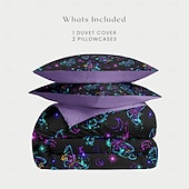 abordables 100% algodón-Juego de funda nórdica con diseño de mariposas de noche, 100 % algodón, ropa de cama suave y transpirable con elegantes estampados de mariposas, perfecta para todas las estaciones, funda de edredón duradera y ligera, fácil de lavar y mantener