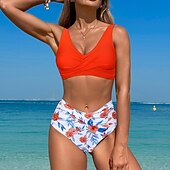 abordables Maillots une pièce et tankinis-Femme Tankini Maillot De Bain Deux Pièces V Profond Maillots de Bain Couleur Pleine Maillots de Bain Noir Rose Claire Respirable Séchage rapide Poids Léger Sans Manches - Natation Surf Plage Et