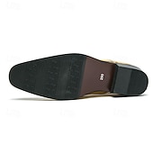 זול נעלי דרבי-נעלי אוקספורד דמוי עור זהב לגברים עם נצנצים קשת בענן ופרטים משובצים - נעלי סטייטמנט למסיבות, חתונות ואירועים מיוחדים