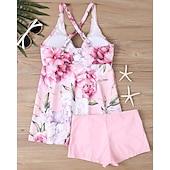 abordables Maillots une pièce et tankinis-Femme Tankini Maillot De Bain Deux Pièces Col en V Maillots de Bain Maillots de Bain Noir Blanche Respirable Séchage rapide Poids Léger Sans Manches - Natation Surf Plage Eté Printemps Grande Taille