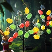 abordables Lumières de pâques-Lampe solaire d&#039;extérieur en forme d&#039;œuf de Pâques - 20 LED pour cour, jardin et pelouse, décoration de vacances, 1 pièce