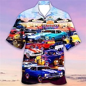 economico Stampa Vintage Retrò-Per uomo Auto Camicia Camicia hawaiana Camicia Aloha Camicia Collo ripiegabile Di tendenza Originale Informale Esterno Strada Informale Giallo Rosso Viola S M L