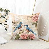 levne květinový a rostlinný styl-1 ks Polyester Polštářový potah, Zvíře stromy a listí rustikální design Pastýřský Obdélníkový Tradiční Klasický