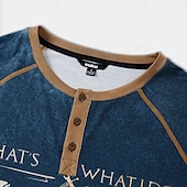 cheap Funny Words-Men&#039;s Graphic Letter I Fix Stuff Henley Shirt Tee Long Sleeve 3D Print Fashion Designer Comfort Casual Daily Wear Going out Spring &amp;  Fall 1 2 3 Black Navy Blue Henley Henley T-Shirt