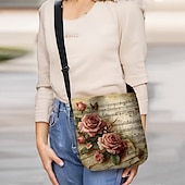 halpa Olan yli kannettavat laukut-vintage kukkakuvioinen nuottiolkalaukku naisille – taiteellinen ruusukuvioinen crossbody-laukku, täydellinen rentoihin retkiin, ostoksille ja jokapäiväiseen käyttöön