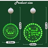 cheap Decorative Lights-St. Patrick&#039;s Day Decorative Window Light - Battery Powered Suction Cup Hanging Light for Irish Festival Decoration 1pc