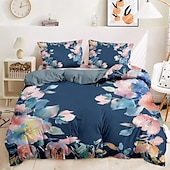 economico 100% cotone-Copripiumino floreale retrò in 100% cotone, set da 3 pezzi, in morbido tessuto estivo, morbido per la pelle, comodo, di lunga durata, leggero