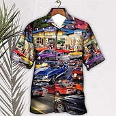 economico Stampa Vintage Retrò-Per uomo Auto Camicia Camicia hawaiana Camicia Aloha Camicia Collo ripiegabile Di tendenza Originale Informale Esterno Strada Informale Giallo Rosso Viola S M L