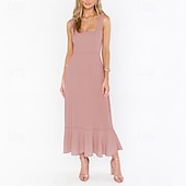 levne Šaty na promoci-Dámské Dlouhé šaty Maxi šaty Šaty na promoci Áčkové šaty Letní šaty Cami šaty Elegantní stylové Dovolená Denní Rande Běžný Bez vzoru Bez rukávů Hranatý Černá Bílá Světle zelená Světlá růžová Léto