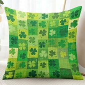 billiga geometrisk stil-saint patrick&#039;s day dekorativa slängkuddar överdrag 1 st grön irländsk mjuk fyrkantig soffa kuddfodral örngott för sovrum vardagsrum soffa stol