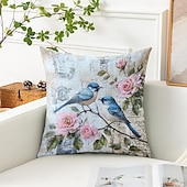 levne květinový a rostlinný styl-1 ks Polyester Polštářový potah, Zvíře stromy a listí rustikální design Pastýřský Obdélníkový Tradiční Klasický