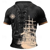 economico Magliette vintage-Per uomo Grafico Nave Bussola Maglietta maglietta Stampa 3D Girocollo Camicia Moda Athleisure Stile da Strada Streetwear Quotidiano Nero Marrone Estate Primavera Abbigliamento S M L XL XXL XXXL