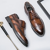 preiswerte Formell-Herren-Oxford-Schuhe im Brogue-Stil mit Flügelkappe aus Kunstleder – klassisches Schnürdesign für formelle Anlässe, Business und Hochzeiten