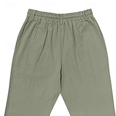 baratos Feriado-Homens Calças de linho Calças Calça verão Calças de gaze Com Cordão Cintura elástica Perna reta Tecido Conforto Respirável Comprimento total Diário Feriado Praia Férias Moda Branco Azul Céu