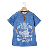 billiga Roliga ord-Papa Shirts Motorcykel Vintage Herr 3D Skjorta För Födelsedag | Brun Sommar Bomull | Henley Raglan Bokstav Grafiska Tryck Kläder Klädesplagg Utomhus Daily Kortärmad Patchwork Plisseringar Mode