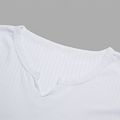 preiswerte Geripptes Strick-T-Shirt-Herren T Shirt Geripptes Strick-T-Shirt T-Shirt Langarmshirt Langarm V Ausschnitt Sommer Einfach Grubenstreifen Mode Designer Basic Stricken Urlaub Straße Ausgehen Schwarz Weiß Rosa Top T-Shirt für
