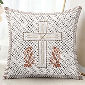 cheap Vintage Style-Vintage Decorative Toss Pillows Cover 1PC Vintage Ethiopian Cross Print Soft Square Couch Cushion Case Pillowcase for Bedroom Livingroom Sofa Chair