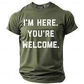 Недорогие Мужские забавные футболки-Мужская графическая футболка с коротким рукавом &#039;Я здесь. Пожалуйста.&#039; Юмористическая футболка с заявлением о жизненном стиле