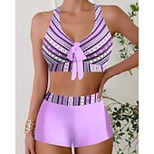 abordables Maillots une pièce et tankinis-Femme Tankini Maillot De Bain Deux Pièces Col en V Maillots de Bain Maillots de Bain Noir Bleu Respirable Séchage rapide Poids Léger Sans Manches - Natation Surf Plage Eté Printemps Grande Taille