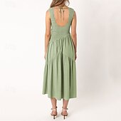 abordables Robes de Diplôme-Femmes Robe Midi Robe de remise des diplômes Robe Décontractée Robe trapèze Robe d&#039;été Élégant Occasionnel Vacances Quotidien Date Coupe régulière Uni Sans manches Col Rond Noir Blanche Vert Claire