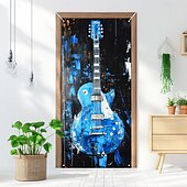 tanie Okładki drzwi-dekoracje drzwiowe osłony drzwi gitara miłośnik muzyki gobelin drzwiowy dekoracja zasłony drzwiowej tło baner drzwiowy wewnętrzny/zewnętrzny na drzwi wejściowe dom wiejski
